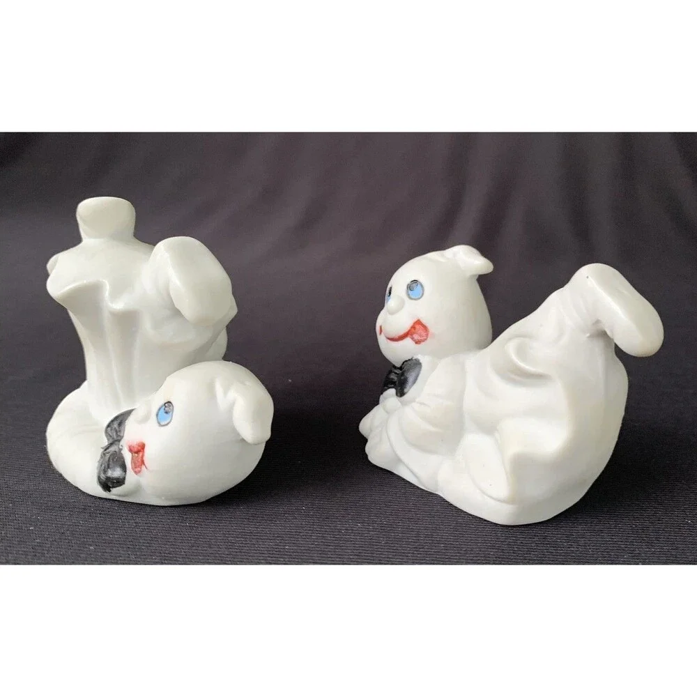 80s Vintage Halloween Ceramic Ghosts Tumbling Duo World of Gifts Imports Taiwan